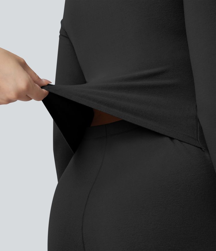 V-neck Long Sleeve Thumb Holes Skinny Casual Warming Jumpsuit-Easy Peezy