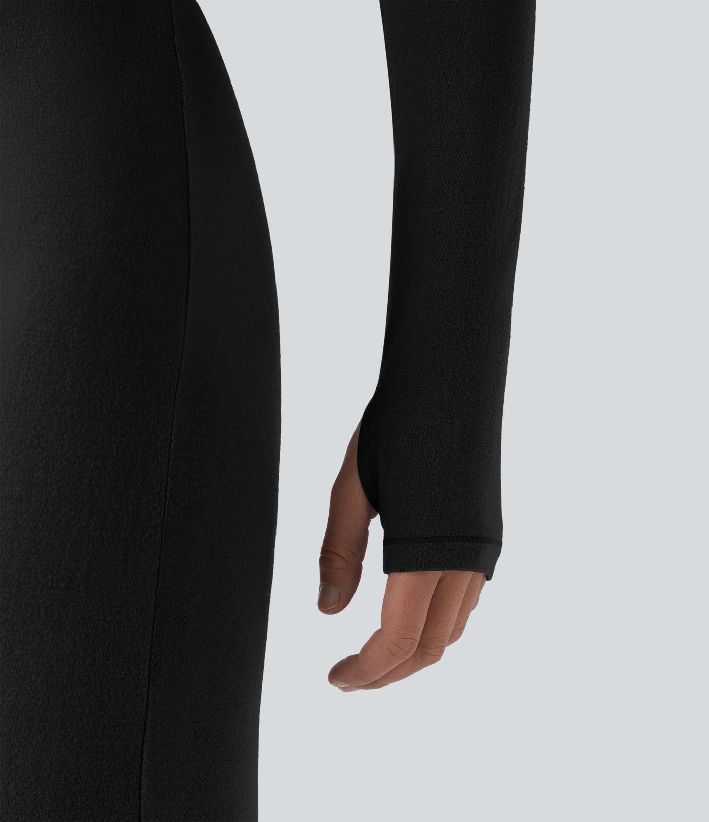 V-neck Long Sleeve Thumb Holes Skinny Casual Warming Jumpsuit-Easy Peezy