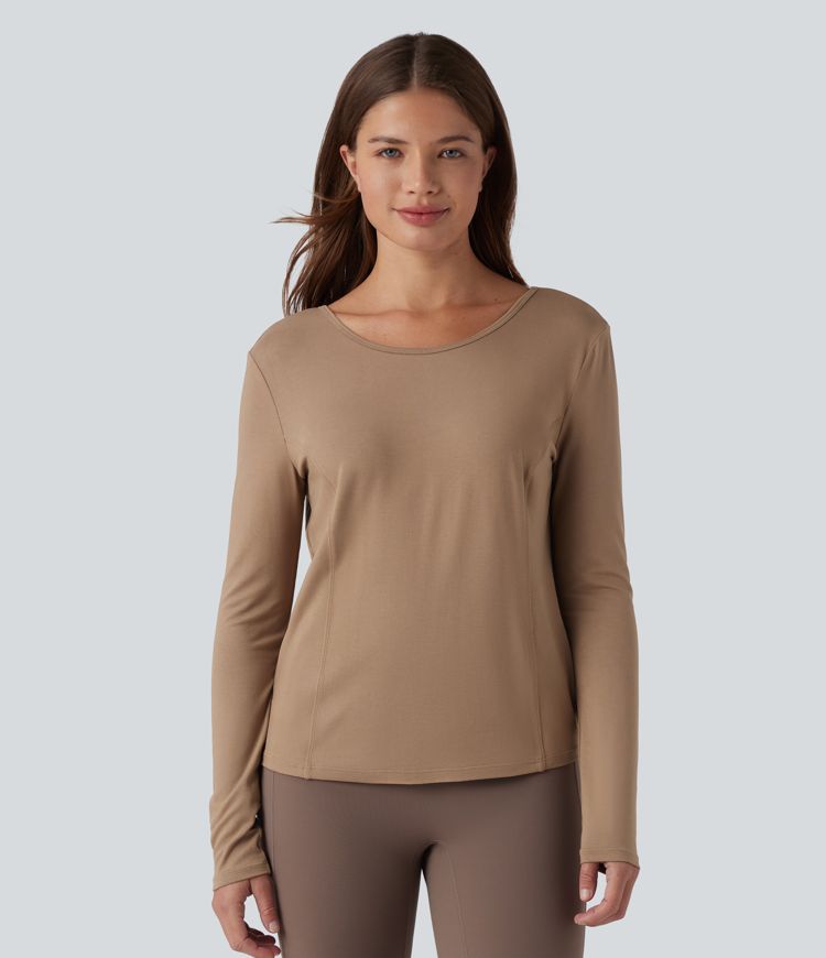 Round Neck Long Sleeve Yoga Sports Top
