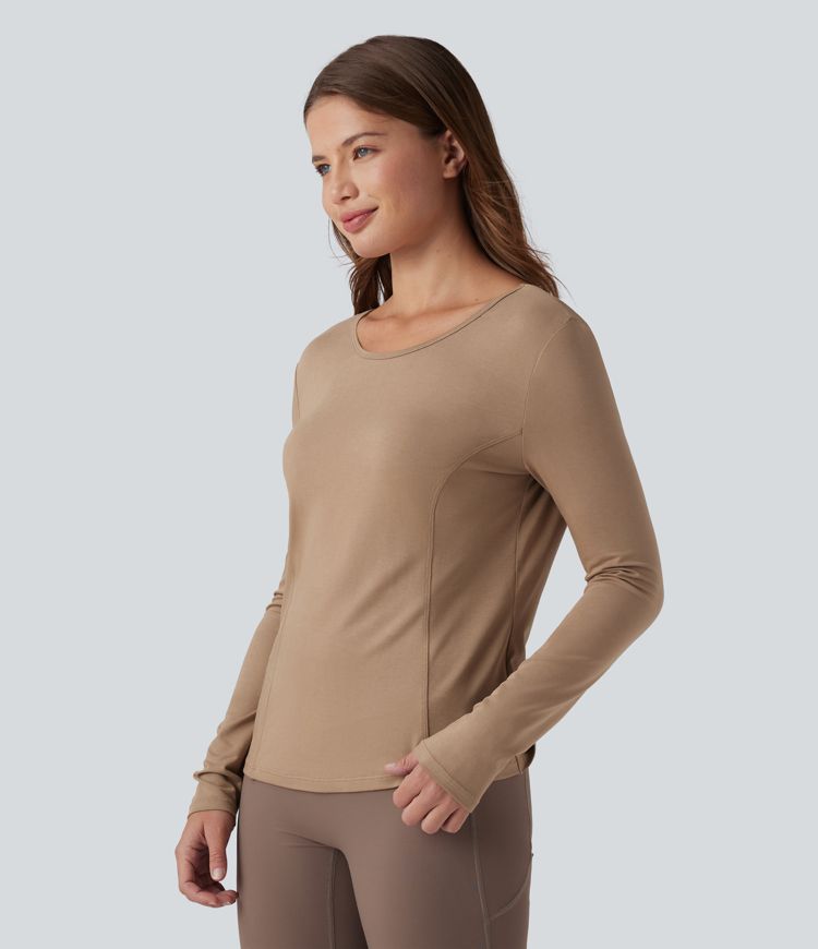 Round Neck Long Sleeve Yoga Sports Top