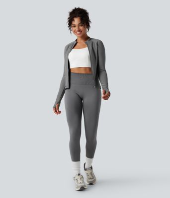 Seamless Flow Zipper Long Sleeve Thumb Hole Yoga Jacket