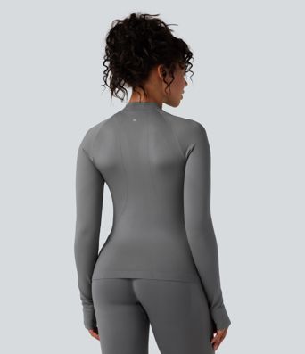Seamless Flow Zipper Long Sleeve Thumb Hole Yoga Jacket