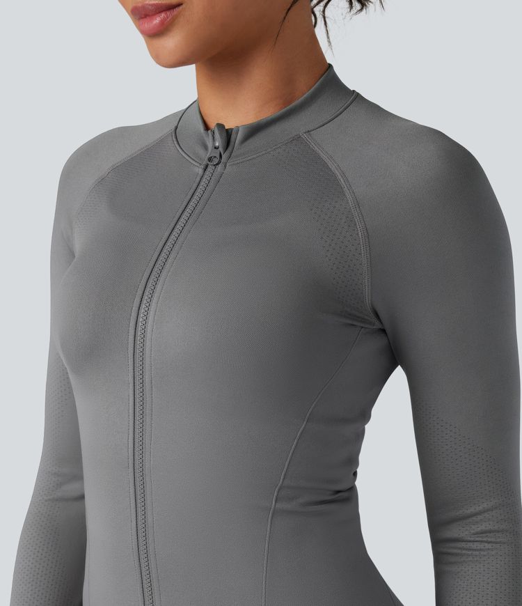 Seamless Flow Zipper Long Sleeve Thumb Hole Yoga Jacket