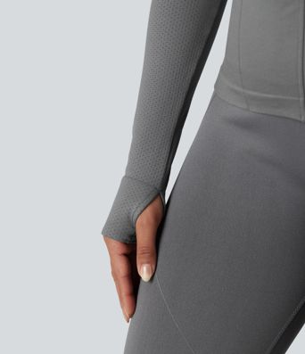 Seamless Flow Zipper Long Sleeve Thumb Hole Yoga Jacket