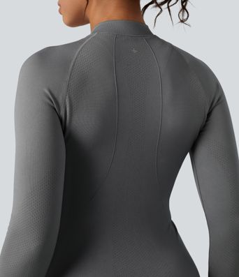Seamless Flow Zipper Long Sleeve Thumb Hole Yoga Jacket