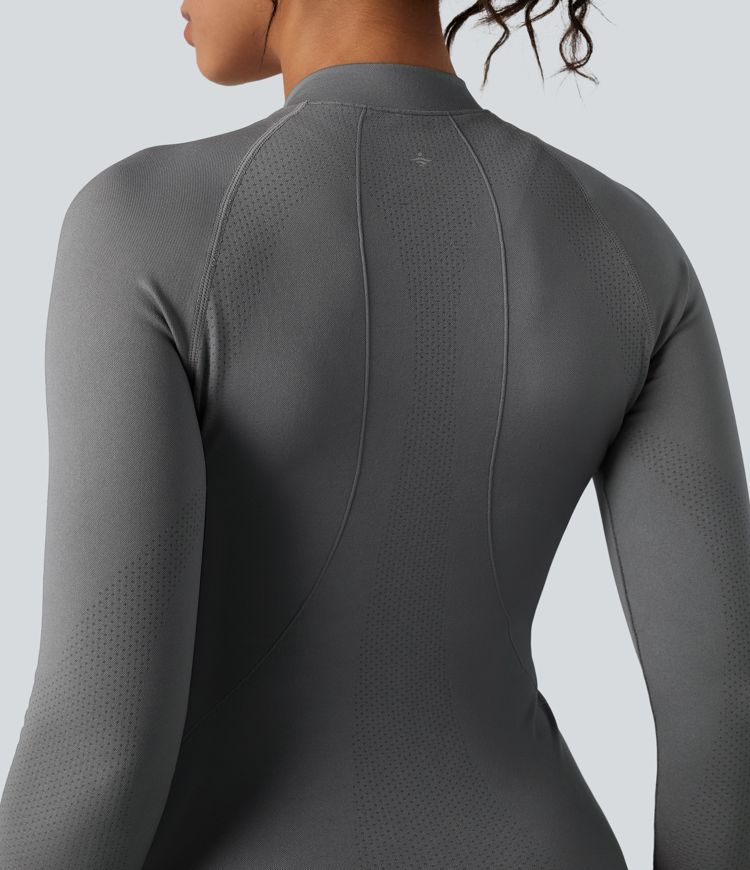 Seamless Flow Zipper Long Sleeve Thumb Hole Yoga Jacket
