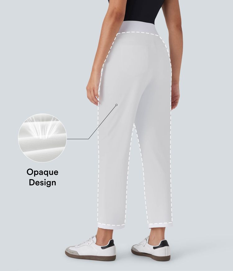 Mid High Waisted Quick Dry Golf Trousers with Pockets-Golf Tee-UPF40+