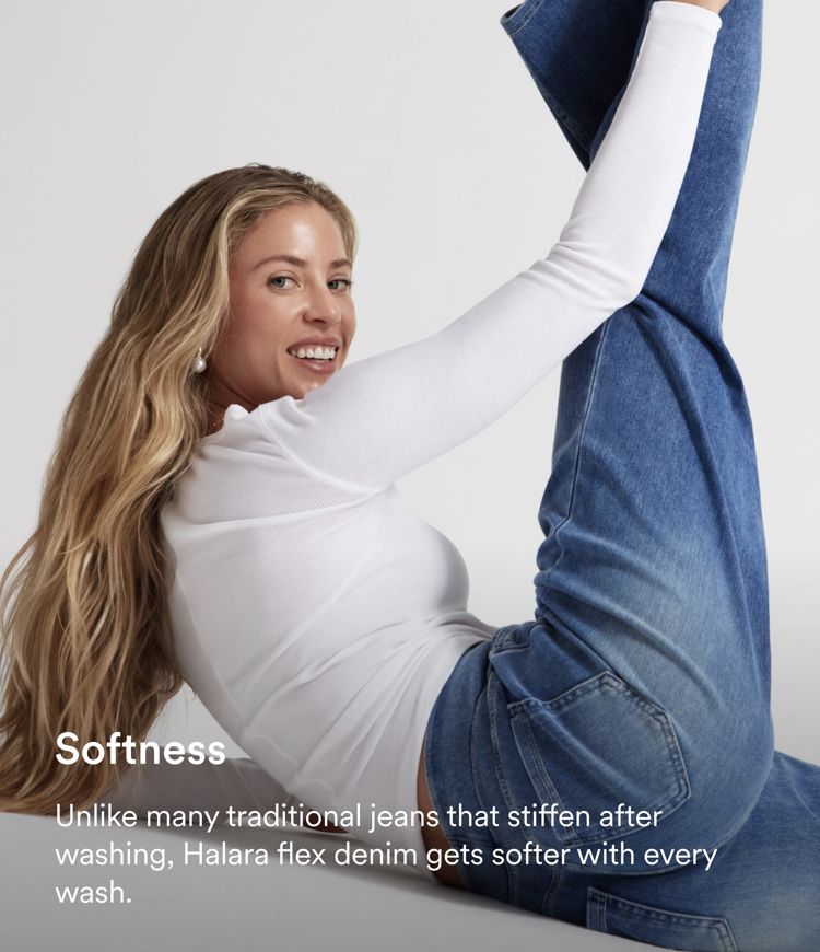 Halara Flex™ High Waisted Pockets Baggy Wide Leg Washed Casual Jeans