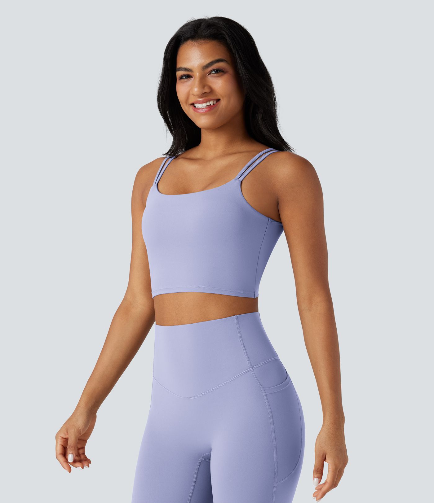 Halara UltraSculpt™ Double Straps Twisted Backless Cropped Yoga Tank Top