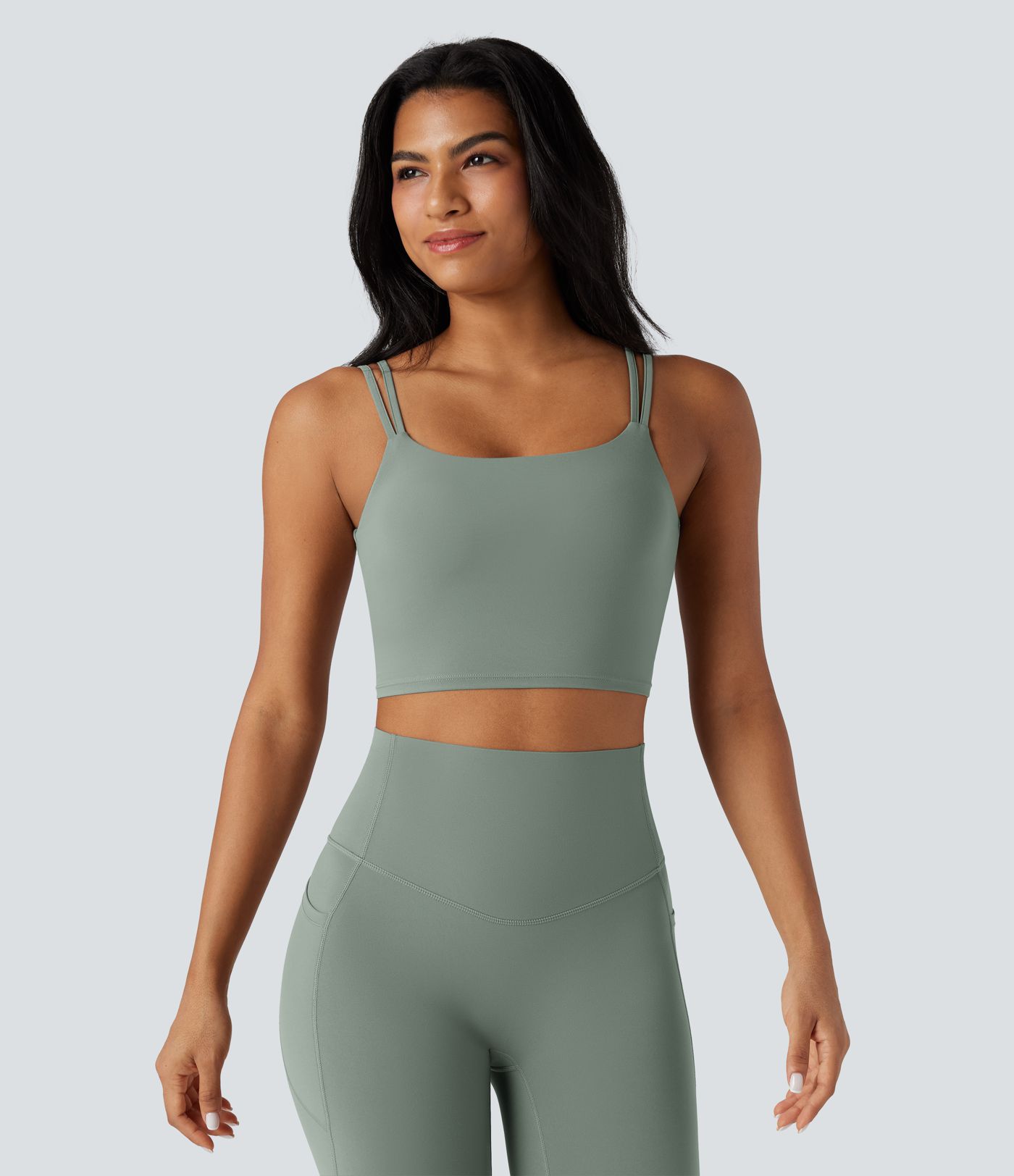 Halara UltraSculpt™ Double Straps Twisted Backless Cropped Yoga Tank Top