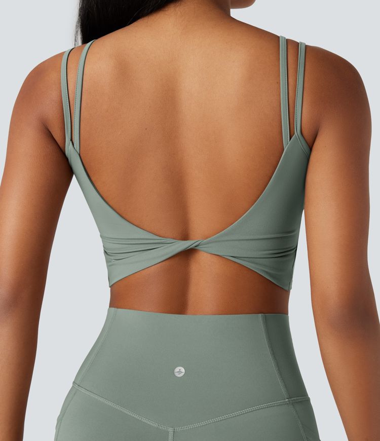 Halara UltraSculpt™ Double Straps Twisted Backless Cropped Yoga Tank Top