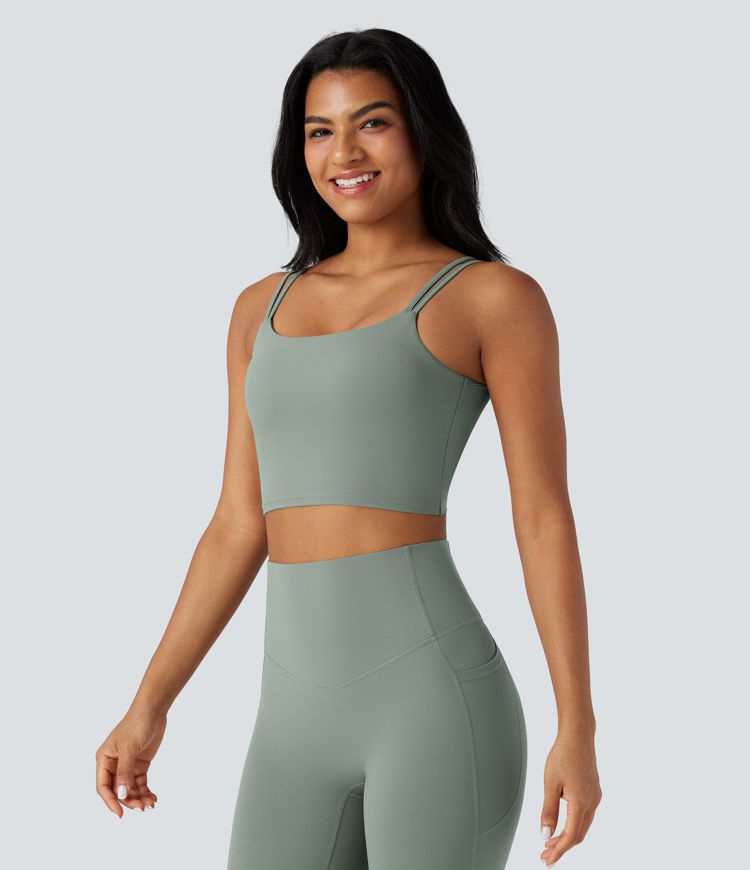 Halara UltraSculpt™ Double Straps Twisted Backless Cropped Yoga Tank Top