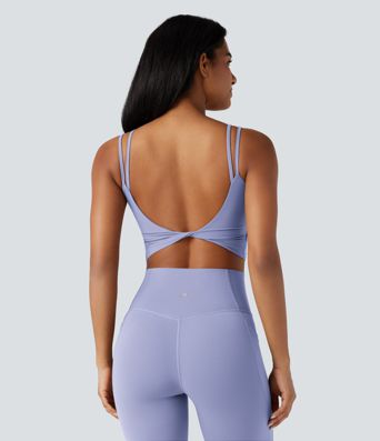 Halara UltraSculpt™ Double Straps Twisted Backless Cropped Yoga Tank Top