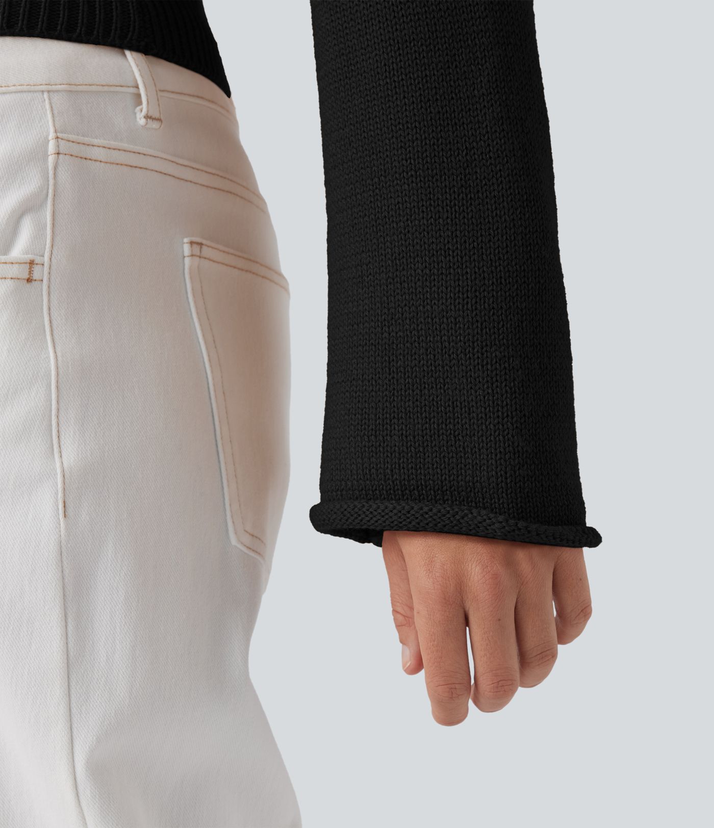 Asymmetric Neck Long Sleeve Casual Sweater