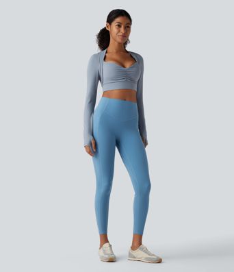 SoftlyZero™ Airy Push-Up Long Sleeve Thumb Hole Cropped InstantCool Yoga Sports Top