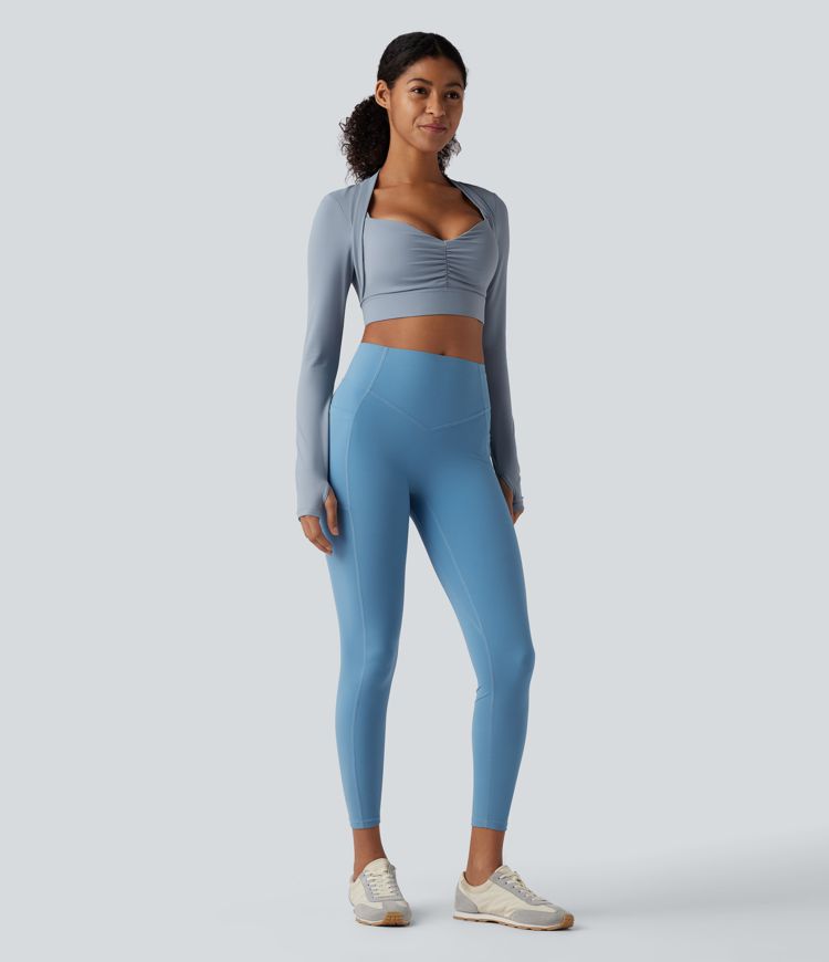 SoftlyZero™ Airy Push-Up Long Sleeve Thumb Hole Cropped InstantCool Yoga Sports Top