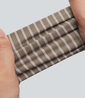 Round Neck Long Sleeve Button Fly Stripes Work Top