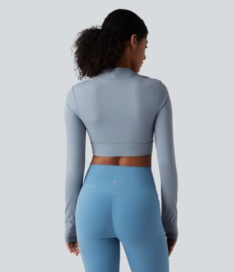 SoftlyZero™ Airy Push-Up Long Sleeve Thumb Hole Cropped InstantCool Yoga Sports Top