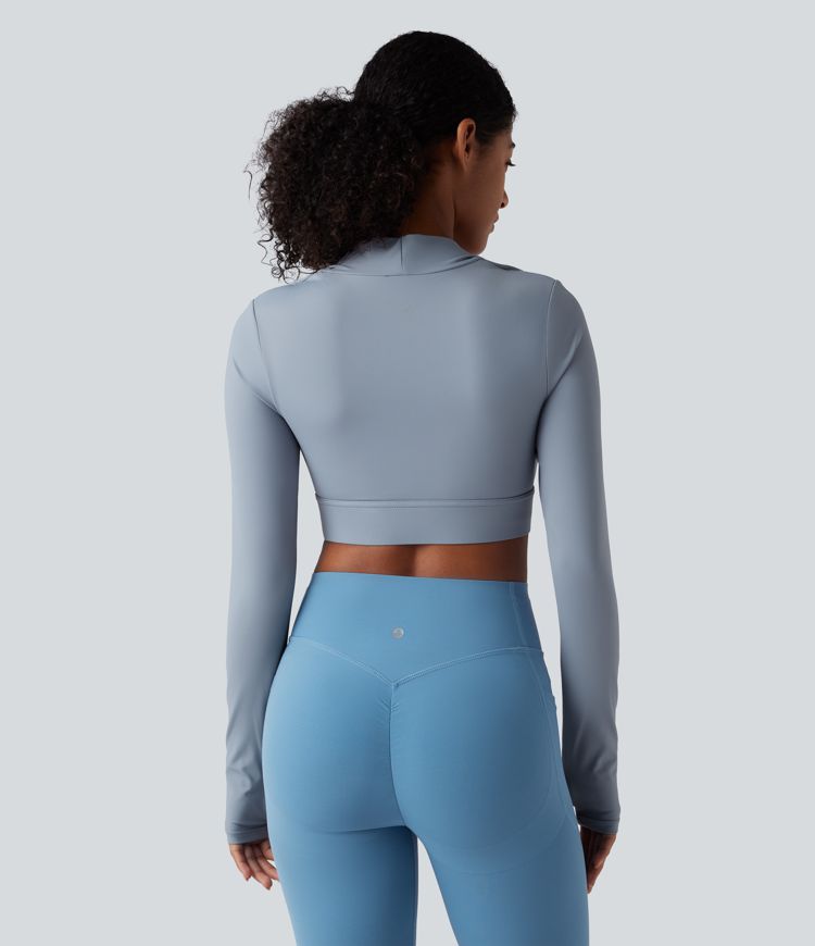 SoftlyZero™ Airy Push-Up Long Sleeve Thumb Hole Cropped InstantCool Yoga Sports Top