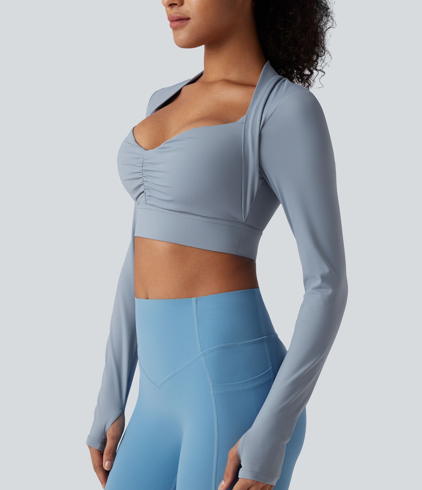 SoftlyZero™ Airy Push-Up Long Sleeve Thumb Hole Cropped InstantCool Yoga Sports Top