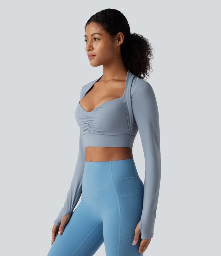 SoftlyZero™ Airy Push-Up Long Sleeve Thumb Hole Cropped InstantCool Yoga Sports Top