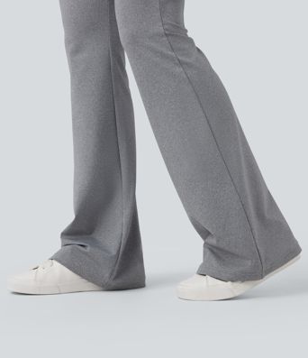 Foldover Mid Rise Casual Bootcut Pants