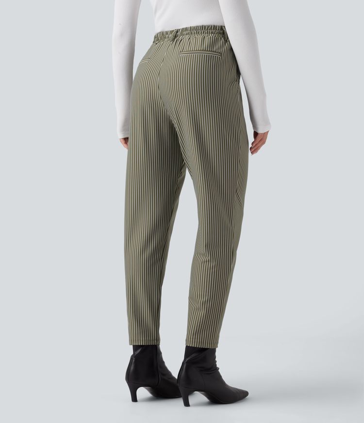 Pantalon Halara Flex™ taille mi-haute à cordon, effet rayé, coupe fuselée avec poches