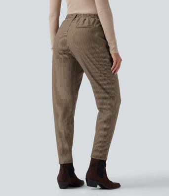 Halara Flex™ Mid Rise Drawstring Tapered Stripe Work Pants with Pockets