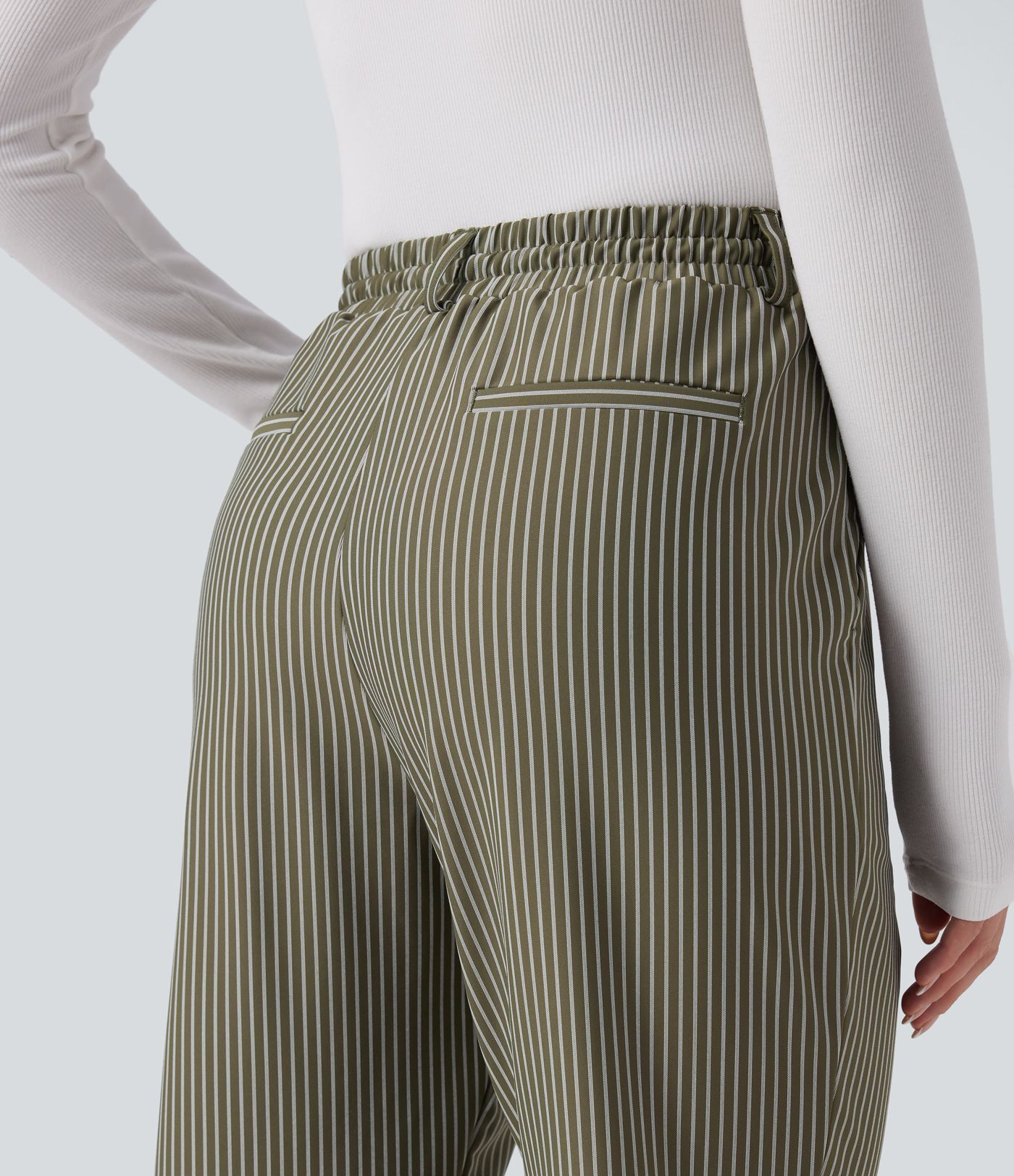 Pantalon Halara Flex™ taille mi-haute à cordon, effet rayé, coupe fuselée avec poches