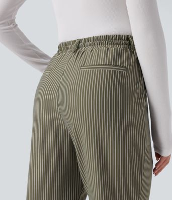Pantalon Halara Flex™ taille mi-haute à cordon, effet rayé, coupe fuselée avec poches