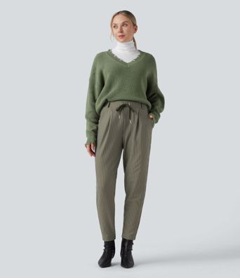 Pantalon Halara Flex™ taille mi-haute à cordon, effet rayé, coupe fuselée avec poches