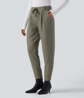 Pantalon Halara Flex™ taille mi-haute à cordon, effet rayé, coupe fuselée avec poches