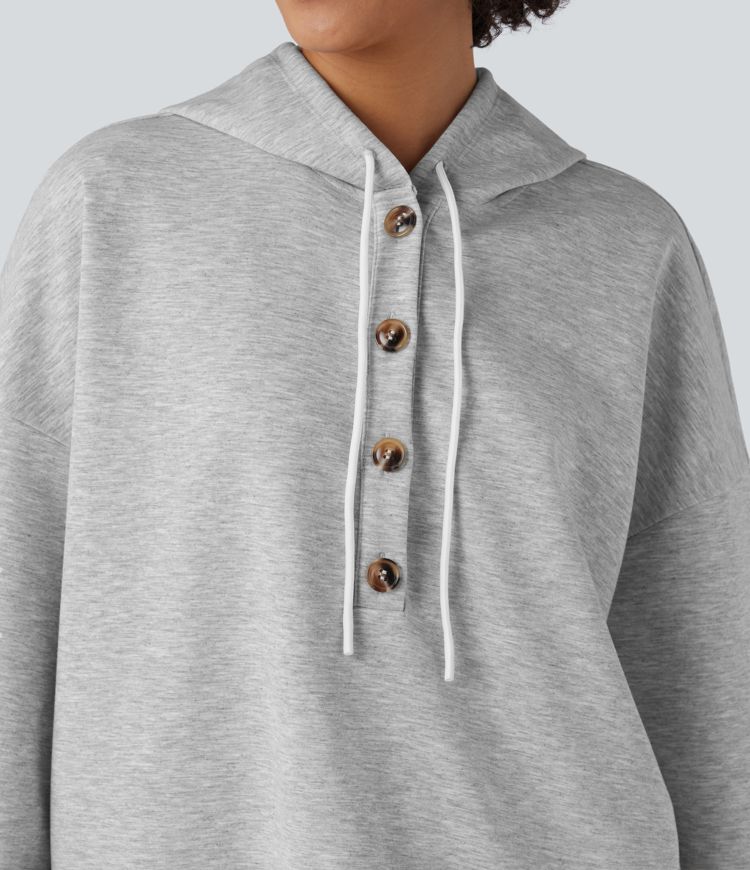Hooded Drawstring Long Sleeve Casual Sweatshirt with Pockets