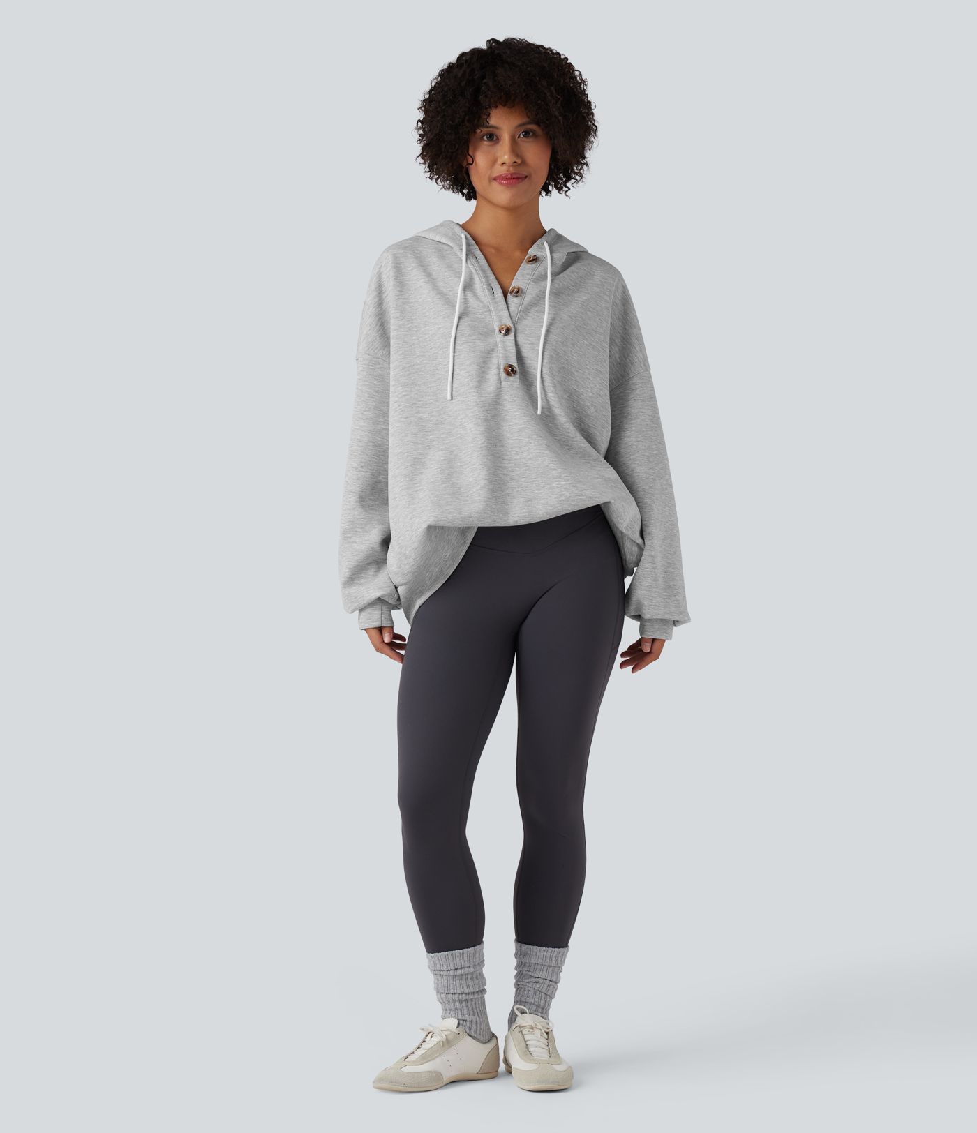 Hooded Drawstring Long Sleeve Casual Sweatshirt with Pockets