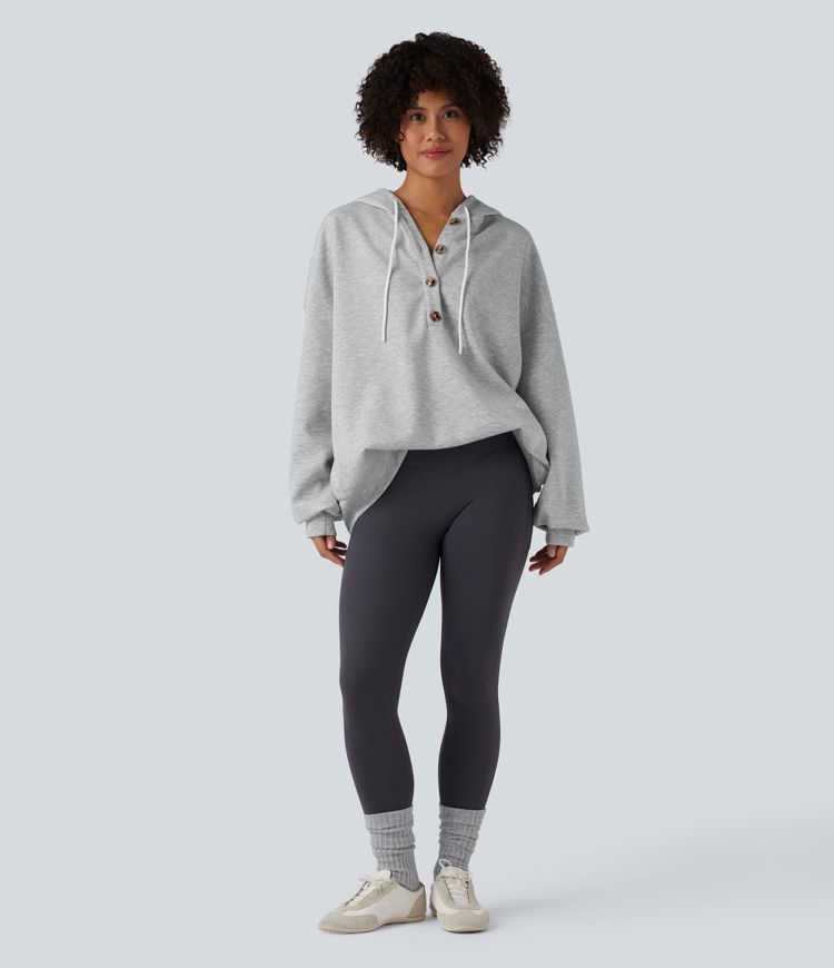 Hooded Drawstring Long Sleeve Casual Sweatshirt with Pockets