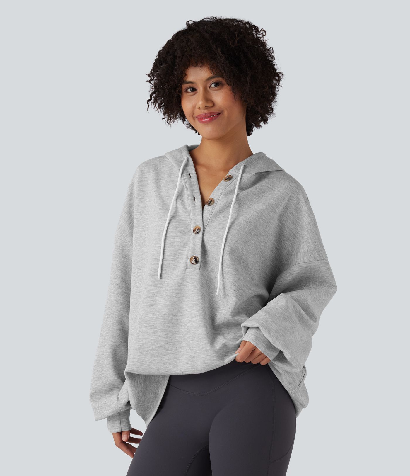 Hooded Drawstring Long Sleeve Casual Sweatshirt with Pockets
