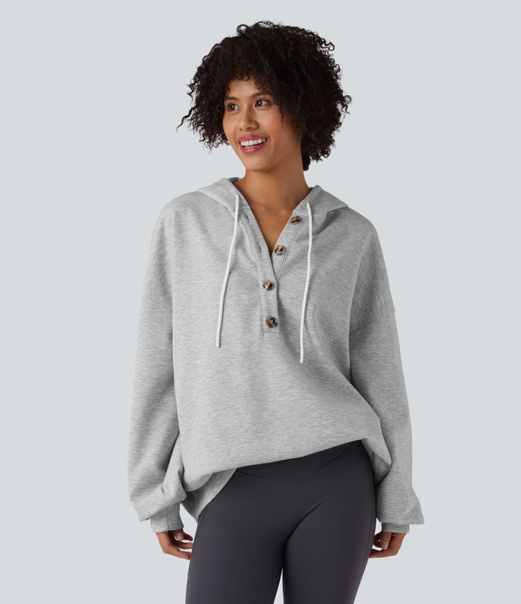 Hooded Drawstring Long Sleeve Casual Sweatshirt with Pockets