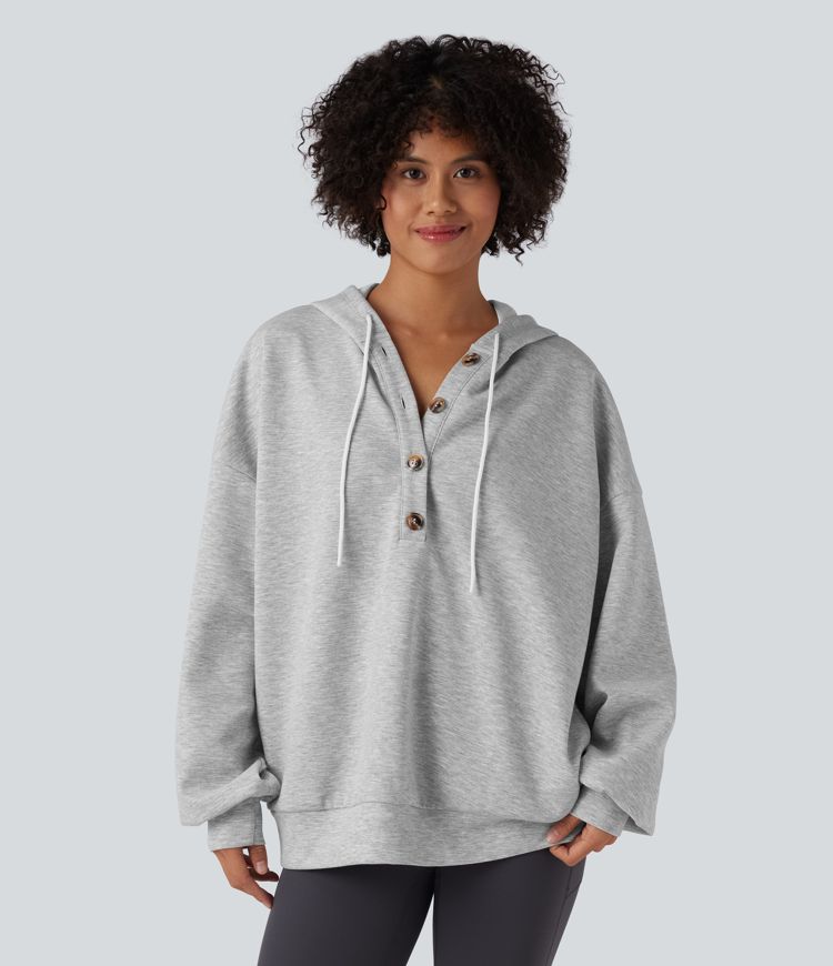 Hooded Drawstring Long Sleeve Casual Sweatshirt with Pockets