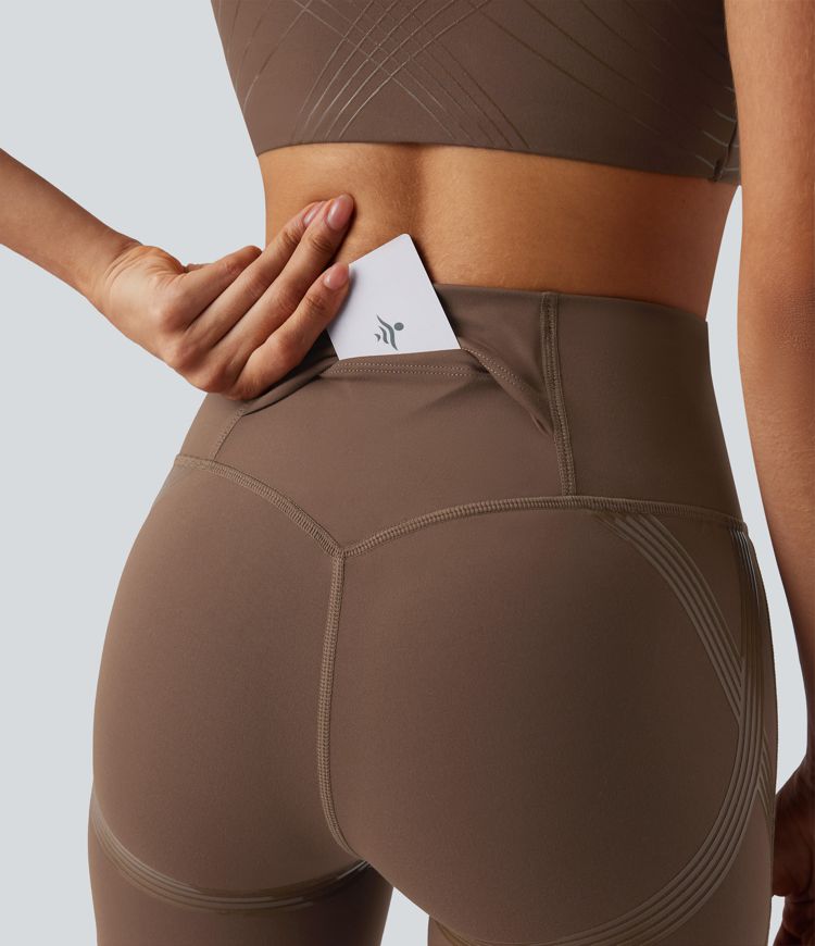 SoftlyZero™ High Waisted Contrast Mesh Glossy Silicone Print Yoga 7/8 Leggings with Pocket-UPF50+