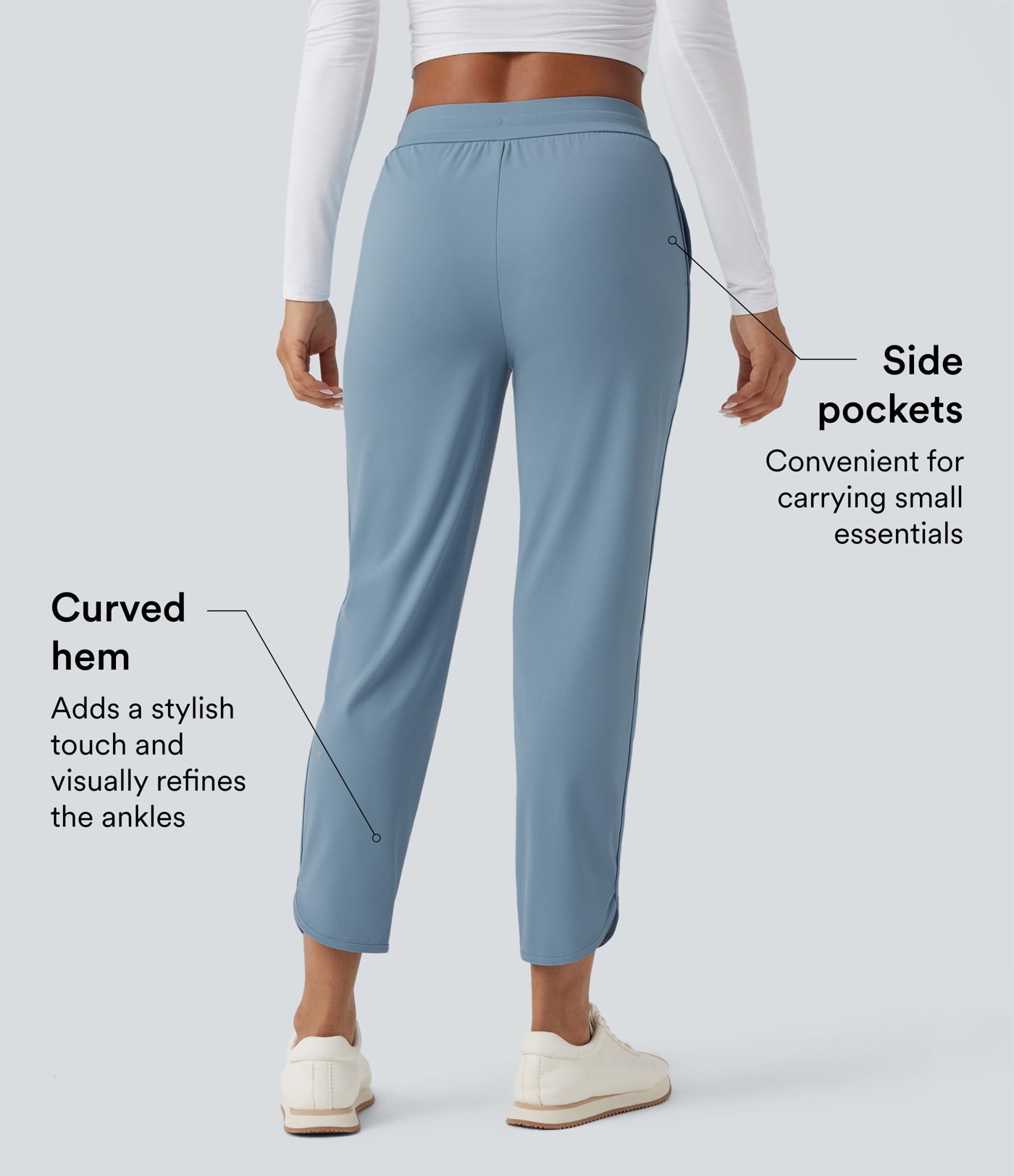 Golf-Hose mit mittelhohem Bund, Seitentaschen und schmal zulaufendem Bein - schnelltrocknend, UPF40+