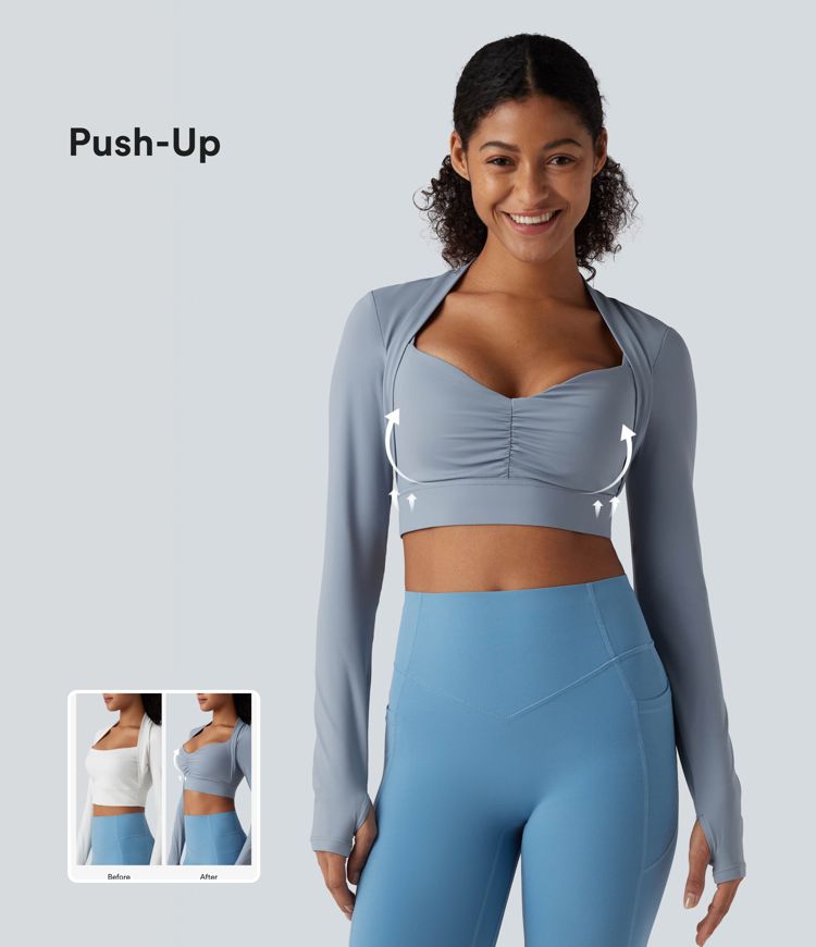 Women's SoftlyZero™ Airy Push-Up Long Sleeve Thumb Hole Cropped