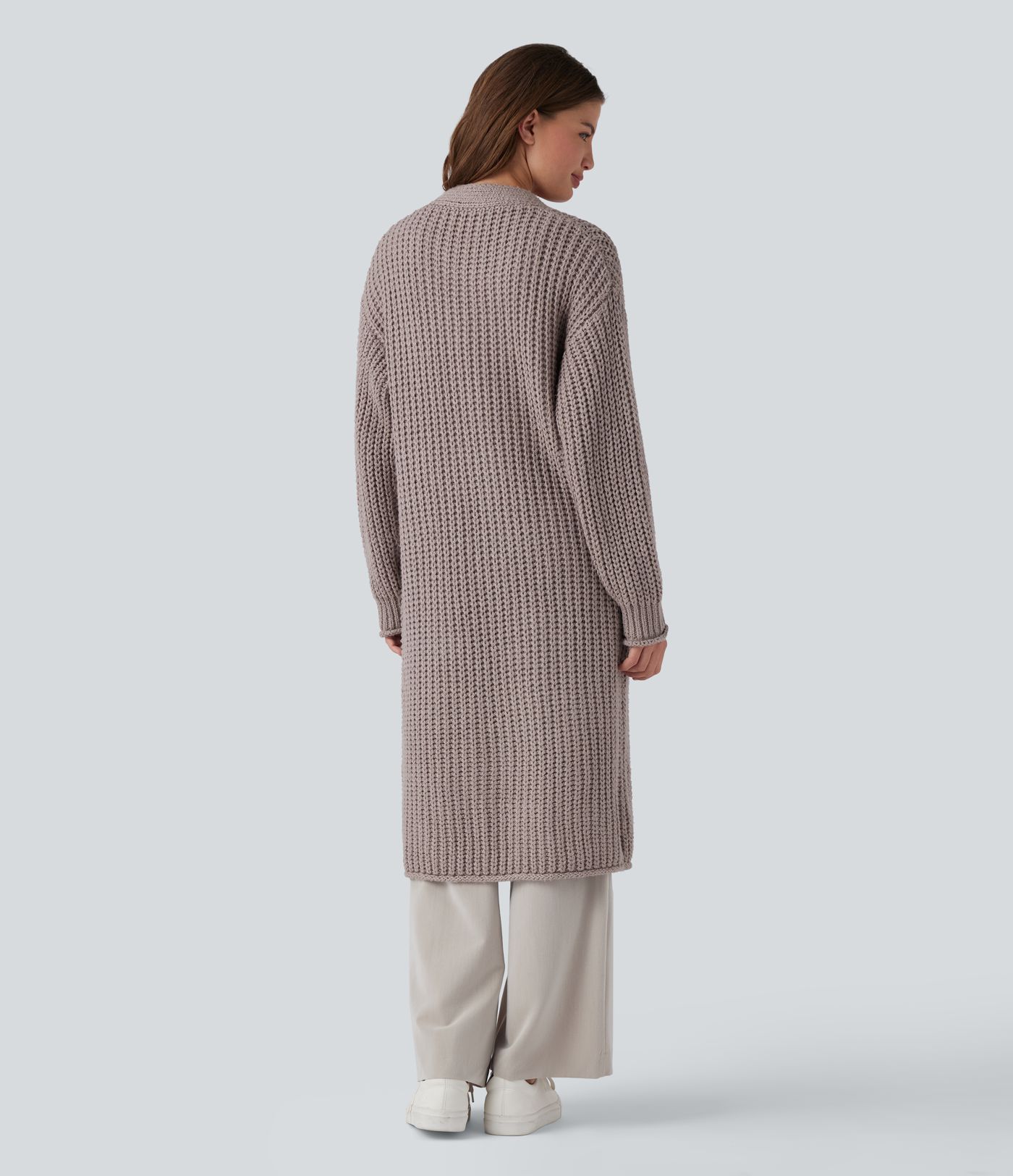 Cardigan long décontracté à boutonnage