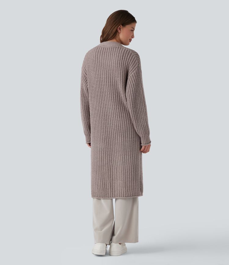 Cardigan long décontracté à boutonnage