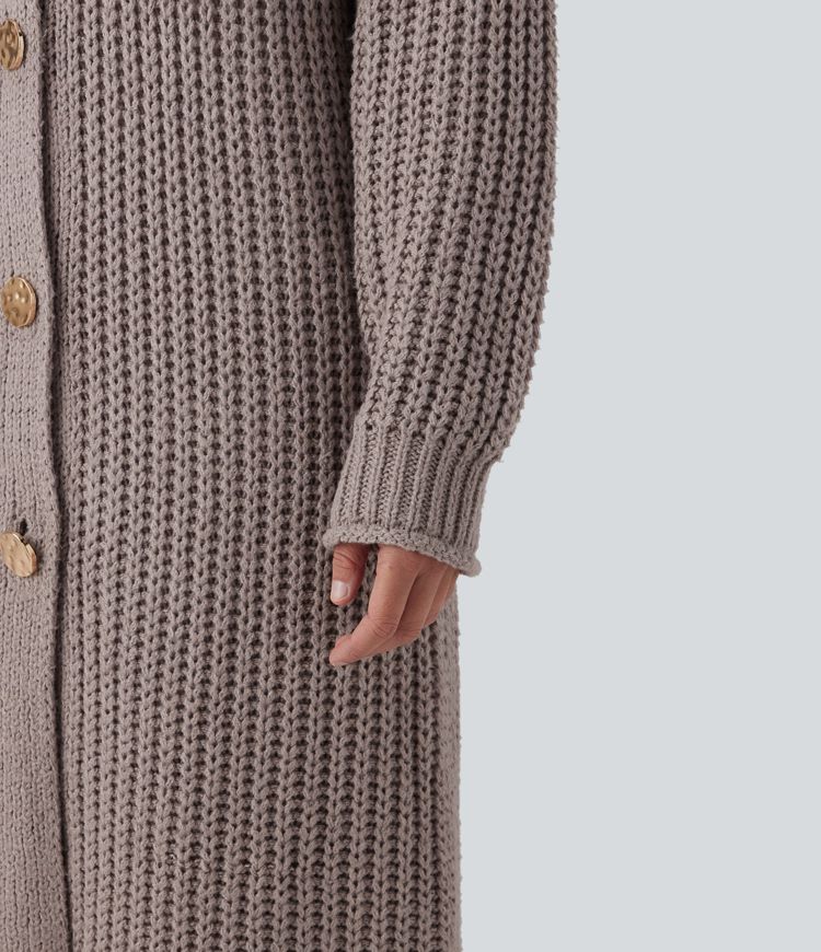 Cardigan long décontracté à boutonnage