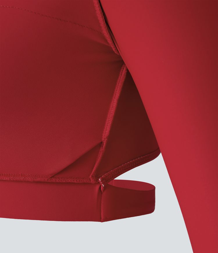 Deep V-neck Long Sleeve Thumb Holes Tie Back Cropped Casual Sports Top