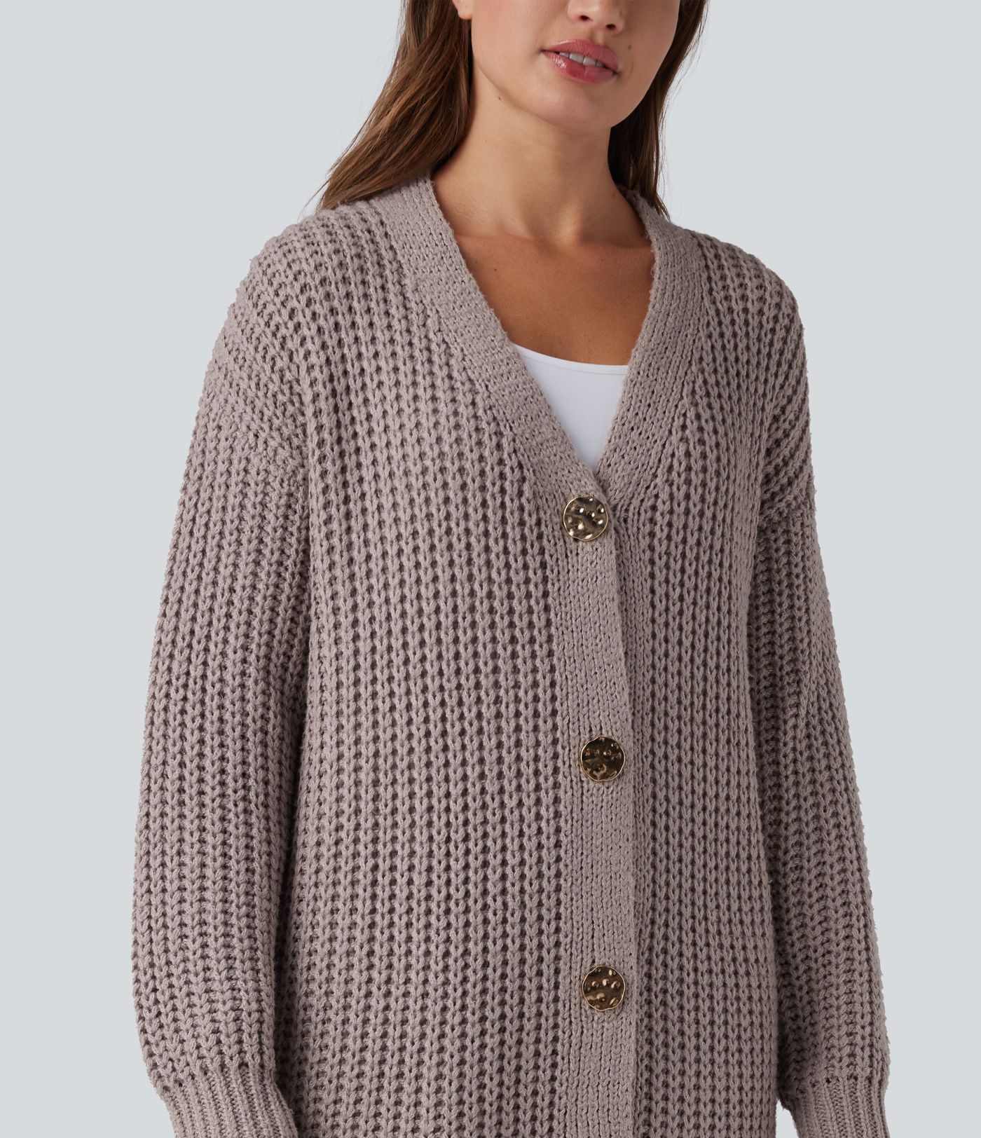 Cardigan long décontracté à boutonnage