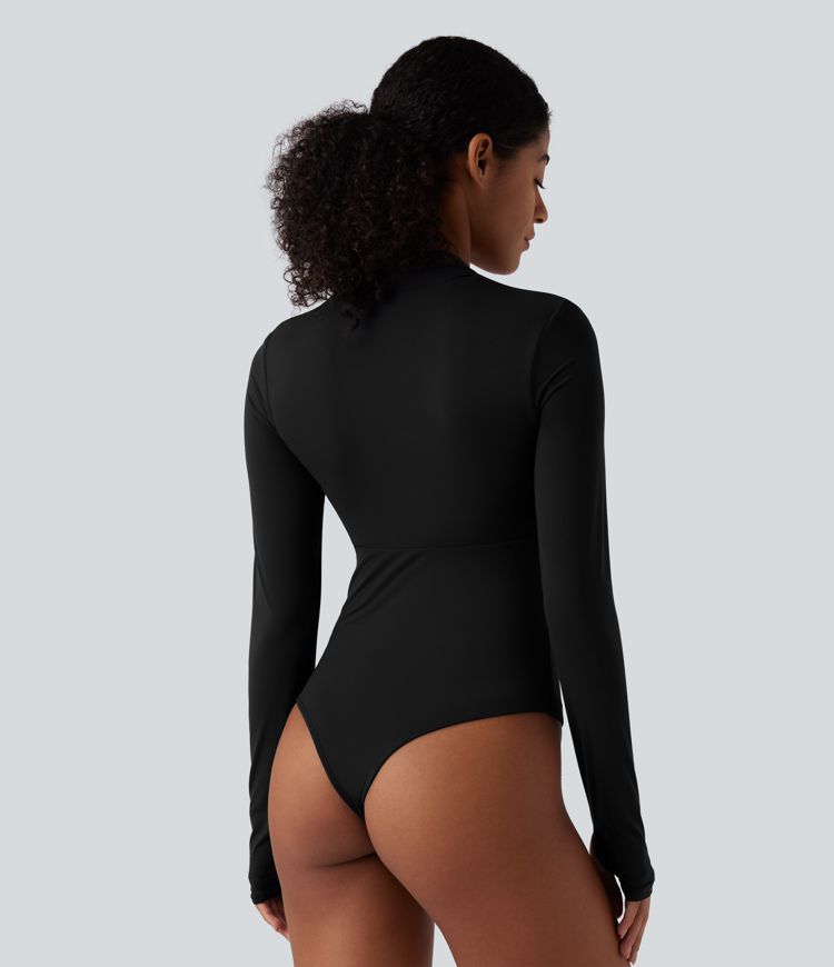 Body casual push-up ultra-extensible à manches longues avec passants pouces - Bonnet A/B