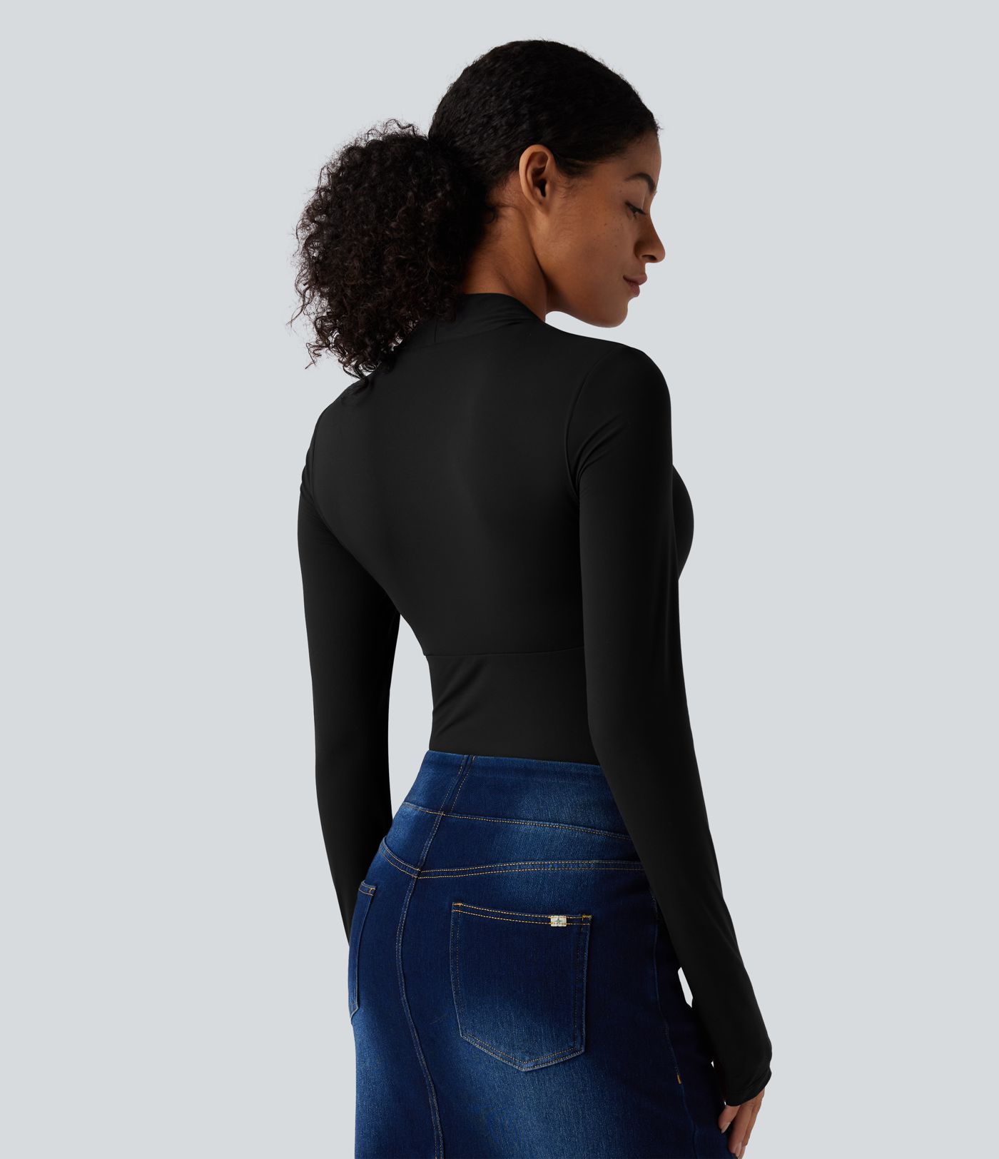 Body casual push-up ultra-extensible à manches longues avec passants pouces - Bonnet A/B