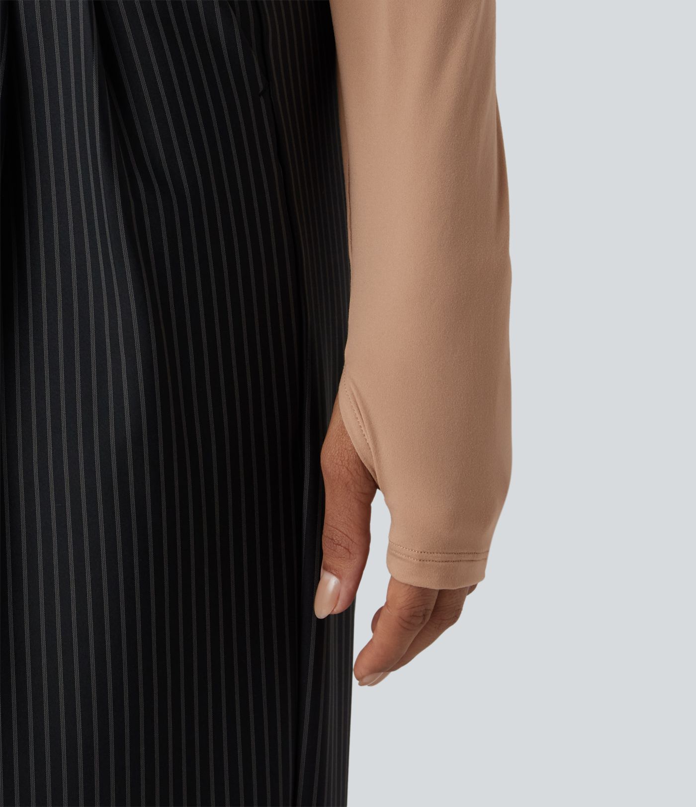 High Stretch Push-Up Long Sleeve Thumb Hole Casual Bodysuit A/B Cup