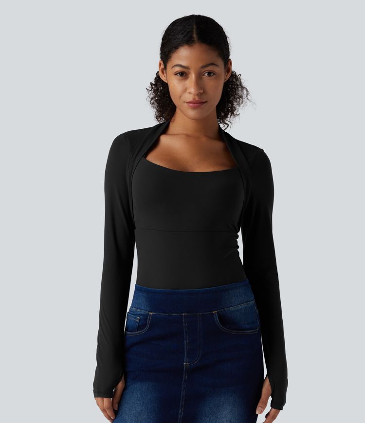 Body casual push-up ultra-extensible à manches longues avec passants pouces - Bonnet A/B